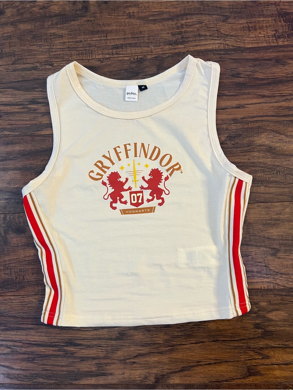 Gryffindor Cream Tank Top with Red Stripe Detail